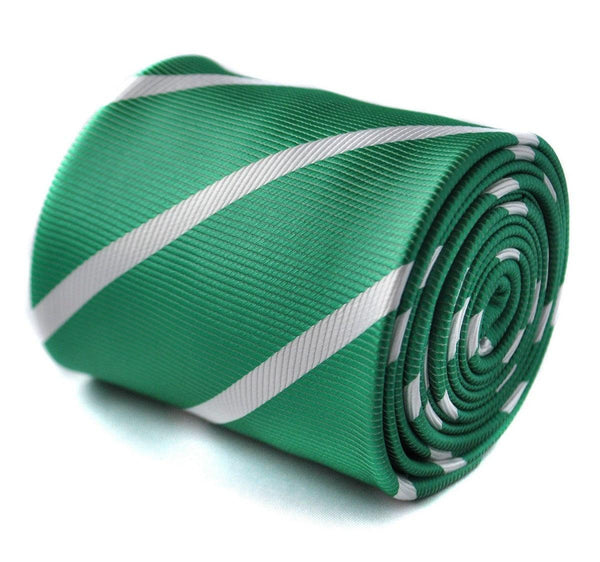 green tie with white club stripes